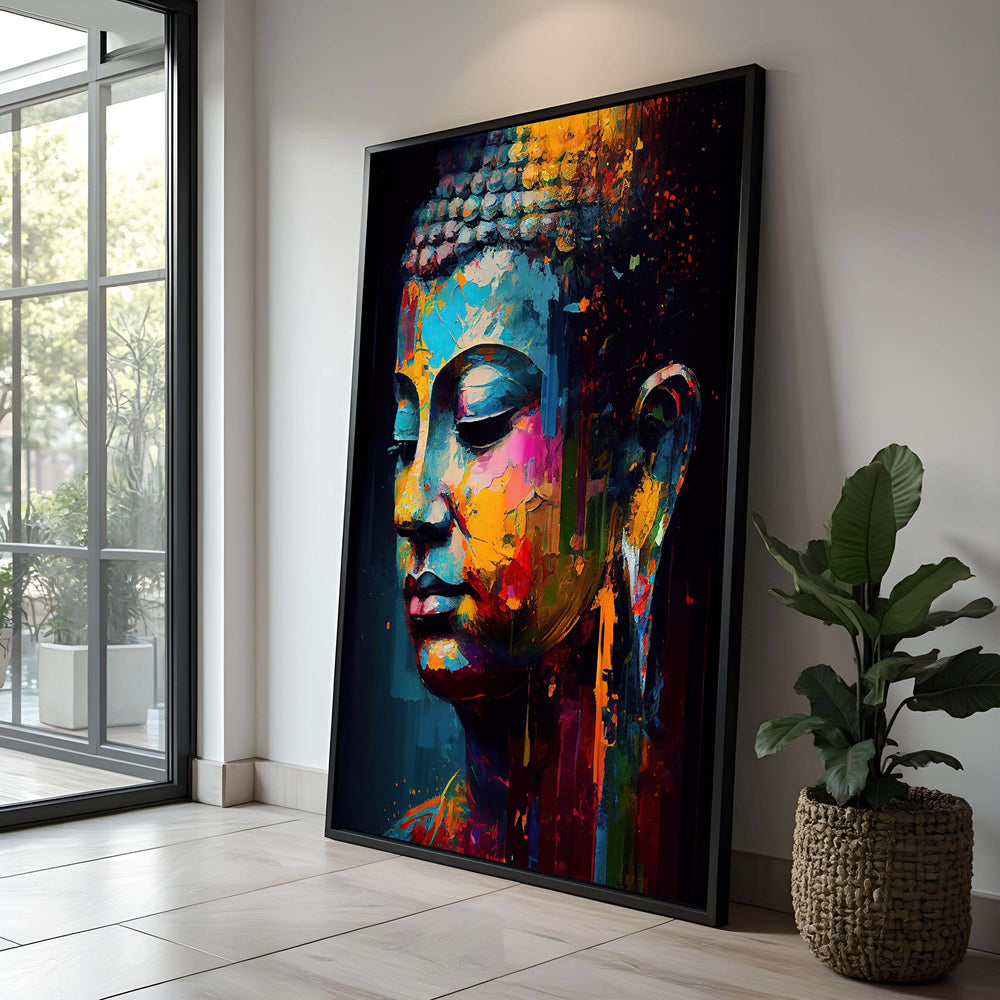 Colorful Buddha Canvas Art: Abstract Zen Meditation Decor