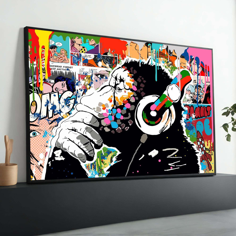 Pop Art Monkey Canvas Print: Graffiti Street Art Decor