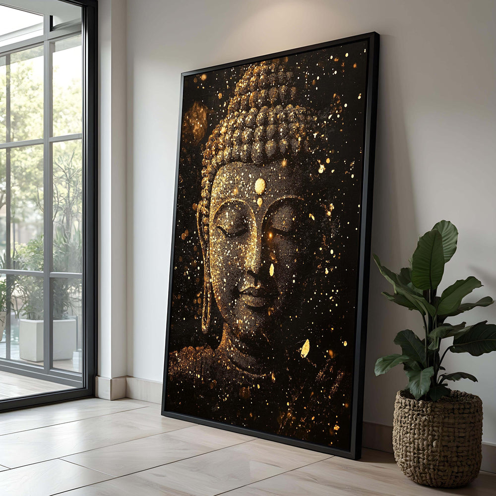Golden Buddha Canvas Print – Minimalist Zen Wall Art