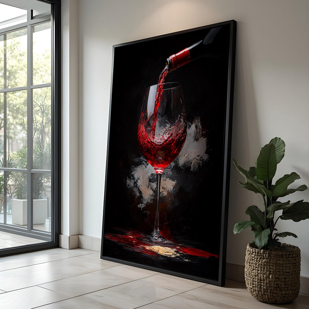 Red Wine Pour Canvas Print: Modern Bar Decor