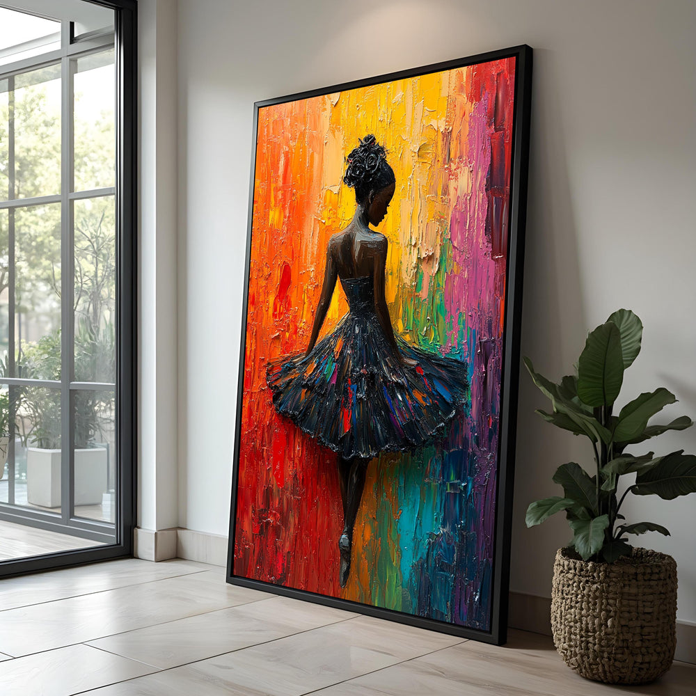 Ballerina Impasto Oil Painting: Colorful Dance Art Canvas Print