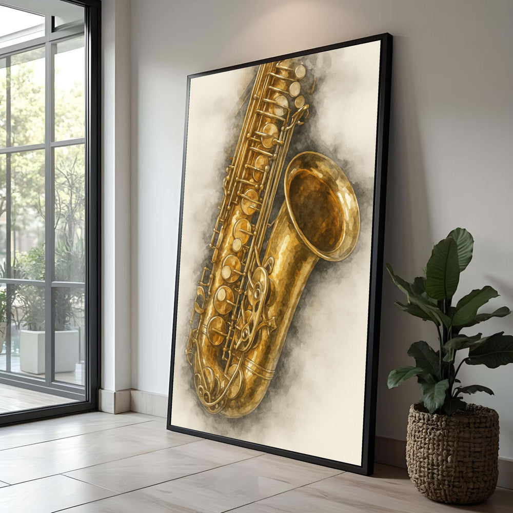 Vintage Saxophone Canvas Print: Jazz Music Room Decor