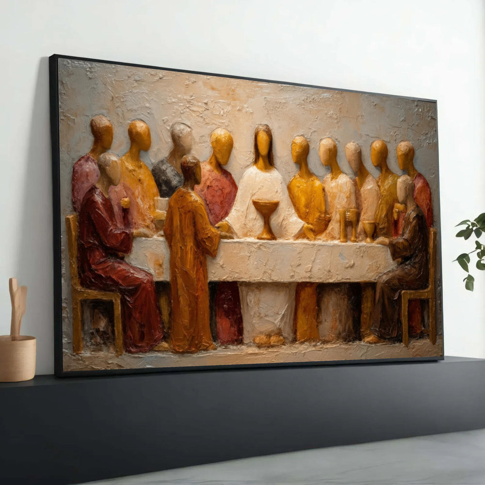 The Last Supper Abstract Canvas, Modern Religious Wall Art