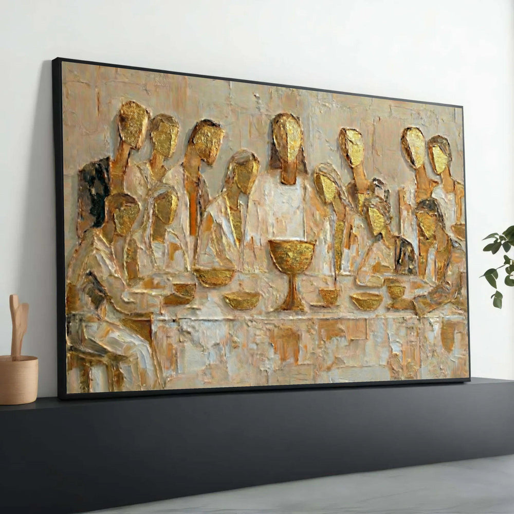 Abstract Last Supper Canvas Print, Modern Religious Wall Art