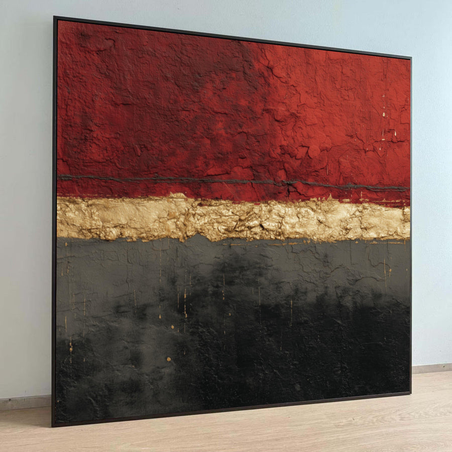 Abstract Red Black Gold Canvas Wall Art