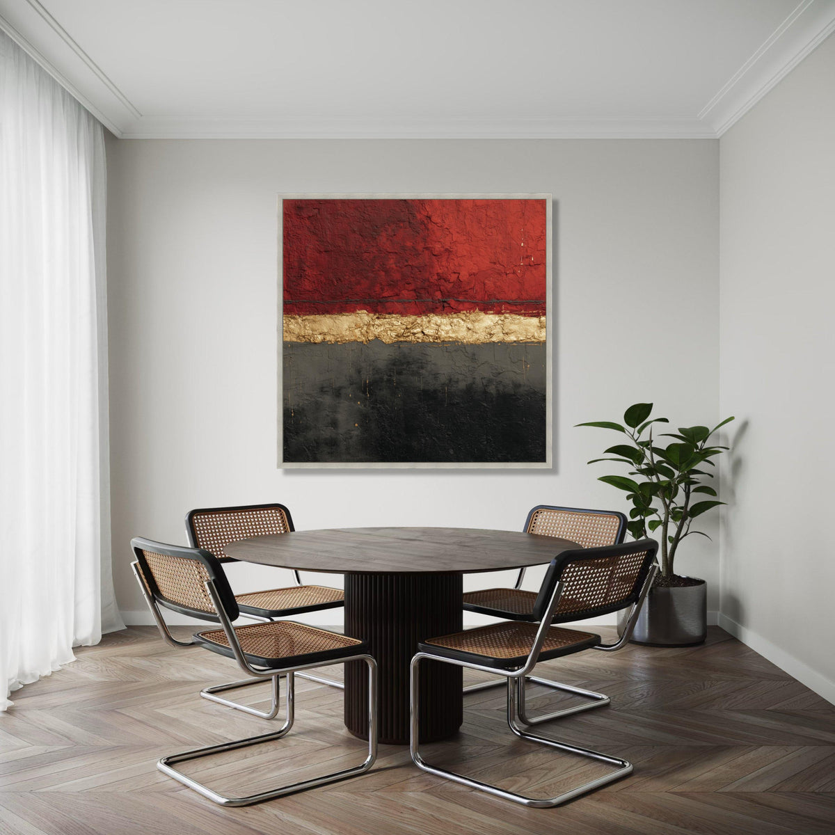 Abstract Red Black Gold Canvas Wall Art, Modern Painting, Mark Rothko Canvas, Contemporary Home Decoration, Bold Color Luxury Home Decor