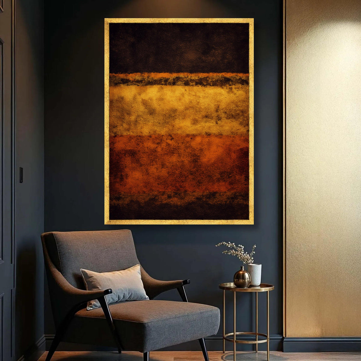 Abstract Color Block Canvas Wall Art, Mark Rothko Modern Minimalist Canvas, Warm Earth Tone Painting, Contemporary Home Luxury Home Decor