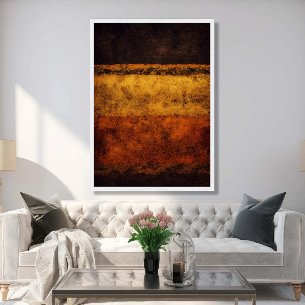 Abstract Color Block Canvas Wall Art, Mark Rothko Modern Minimalist Canvas, Warm Earth Tone Painting, Contemporary Home Luxury Home Decor