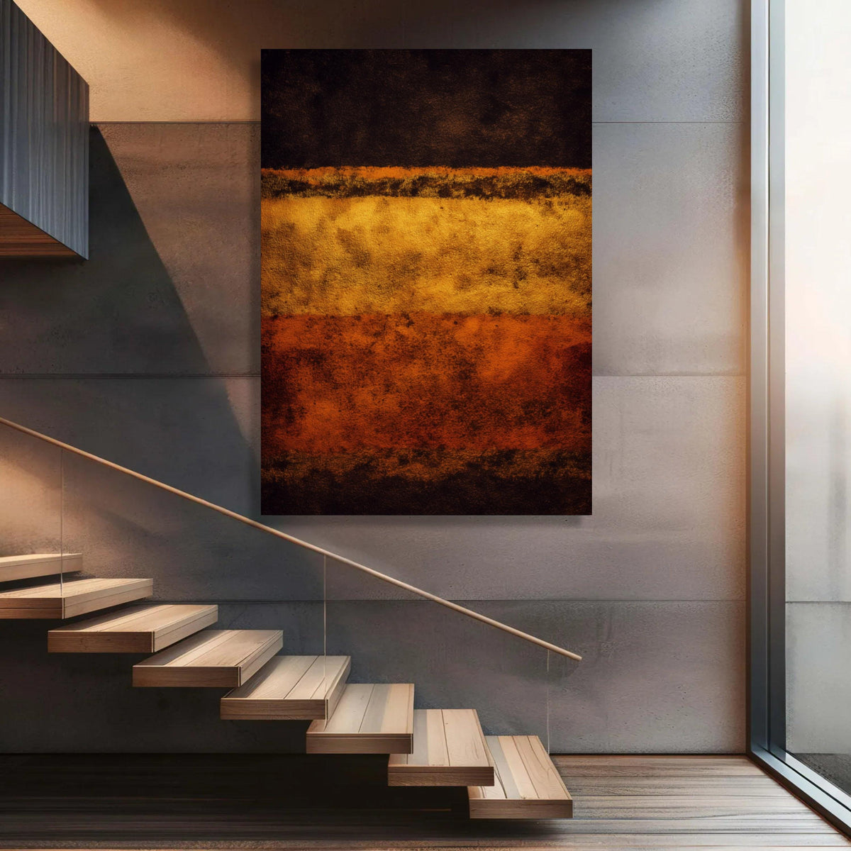 Abstract Color Block Canvas Wall Art, Mark Rothko Modern Minimalist Canvas, Warm Earth Tone Painting, Contemporary Home Luxury Home Decor