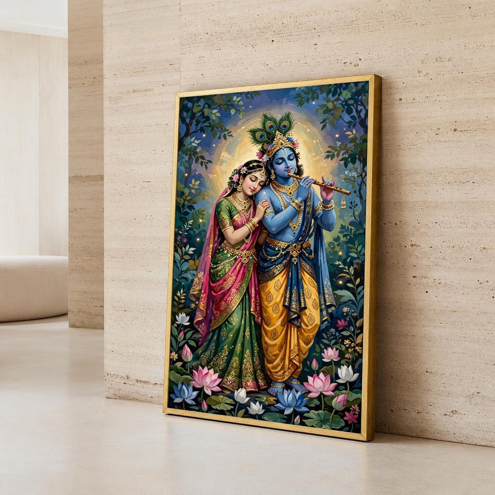 Krishna and Radha Canvas Wall Art, Krishna Playing Flute