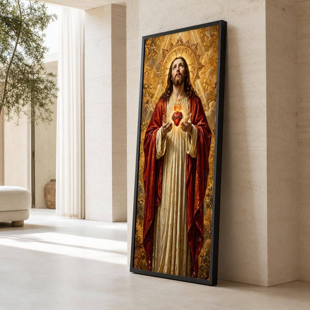 Jesus Christ Canvas Wall Art, Christian Sacred, Heart