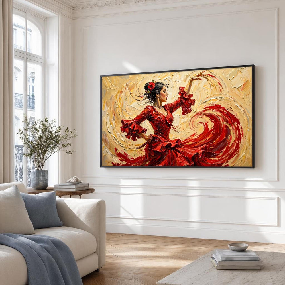 Dancer in Red Dress Canvas Wall Art, Flamenco