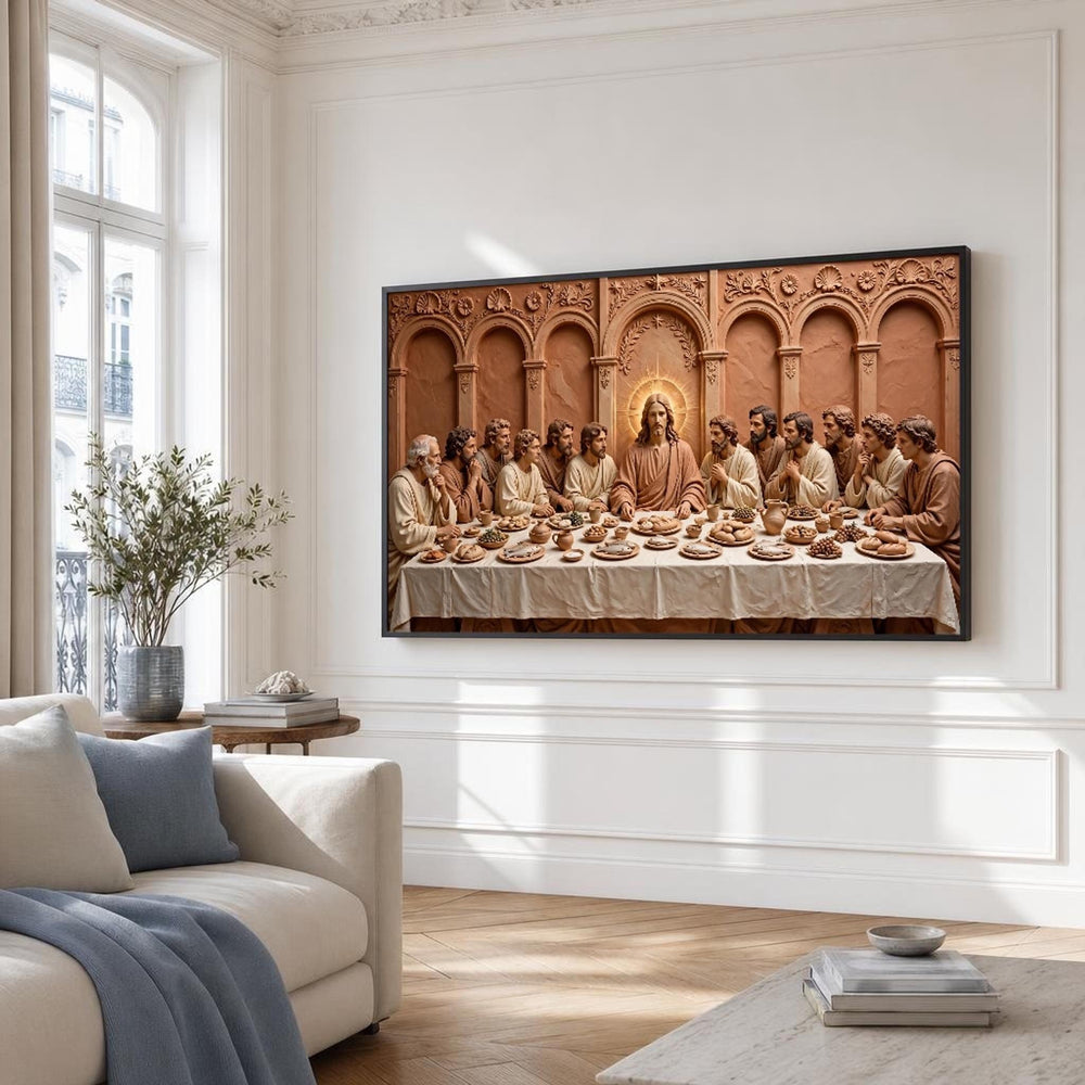 Brown and Cream Last Supper Canvas Wall Art