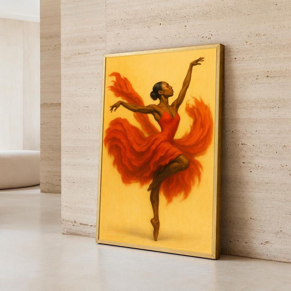 Orange and Yellow Dancer Canvas Wall Art, Ballet