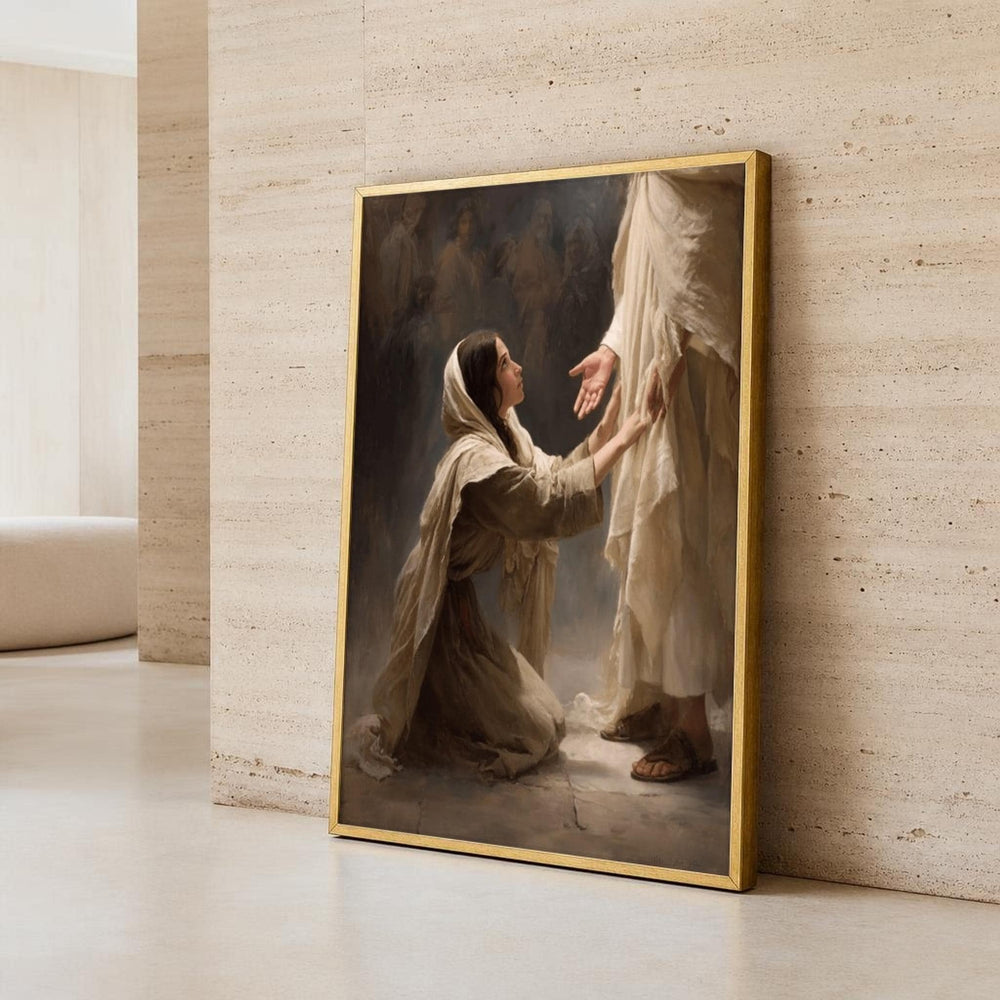 Jesus and Kneeling Woman Canvas Wall Art, Faith