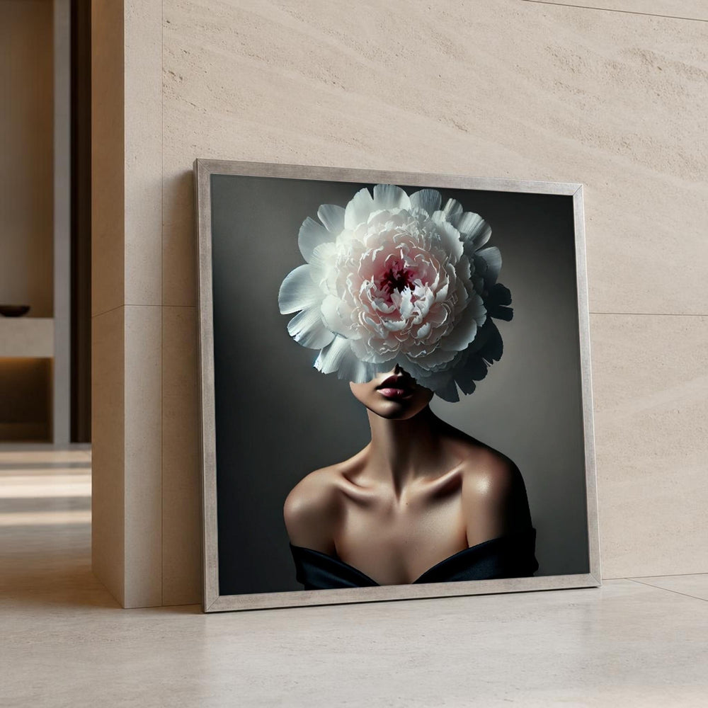 Woman with Flower Head Canvas Wall Art, Surreal