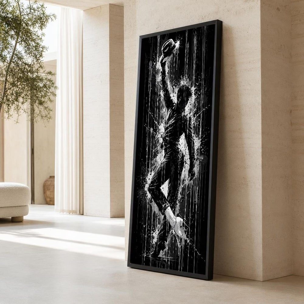 Black and White Michael Jackson Dancer in Silhouette Canvas Wall Art, Movement