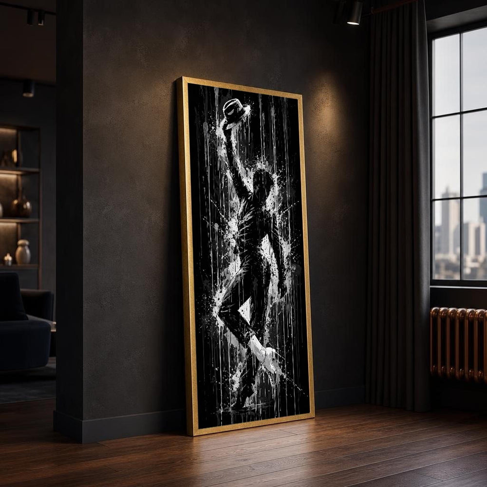 Black and White Michael Jackson Dancer in Silhouette Canvas Wall Art, Movement