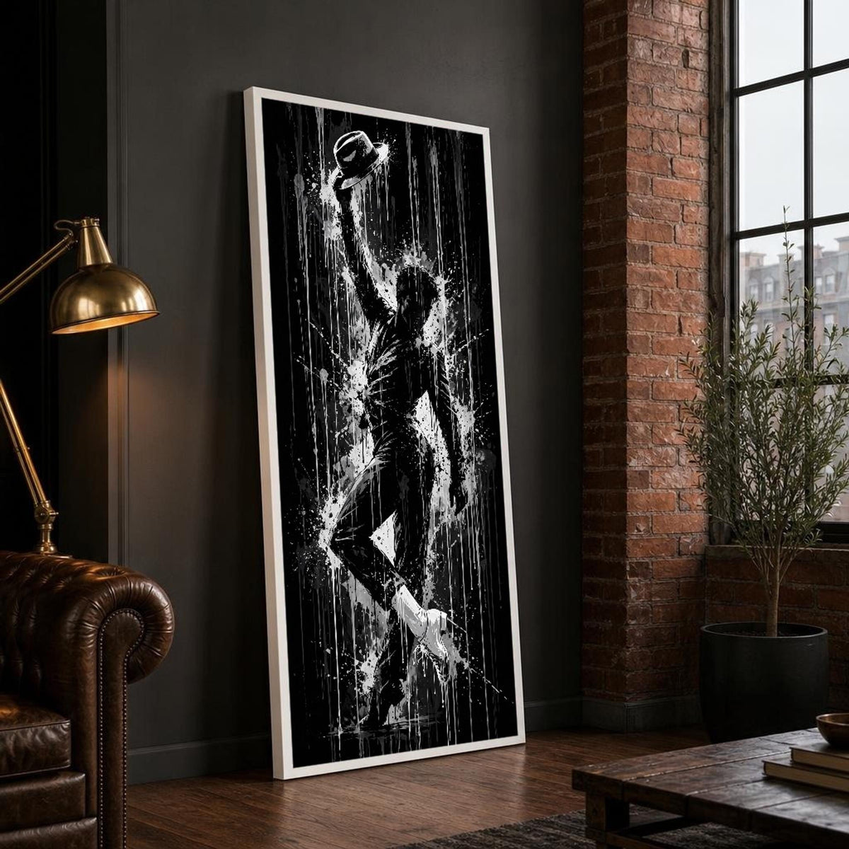 Black and White Michael Jackson Dancer in Silhouette Canvas Wall Art, Movement