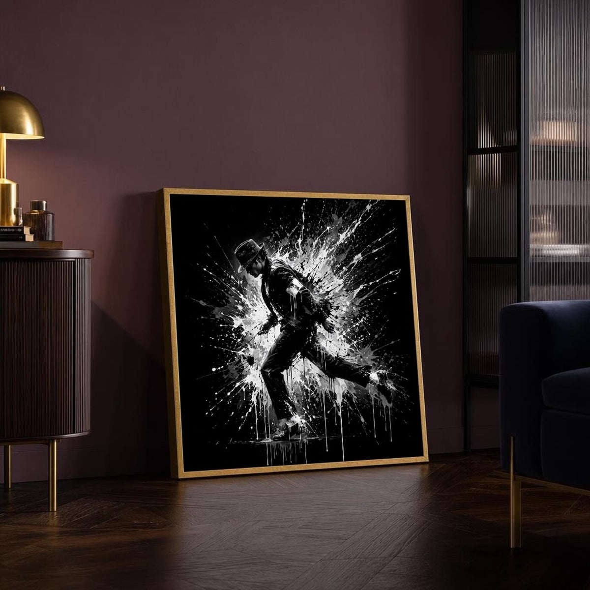 Black and White Michael Jackson Dancer in Motion Canvas Wall Art, Dynamic