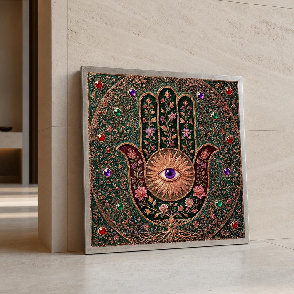 Hand with Eye Canvas Wall Art, Ornate, Floral
