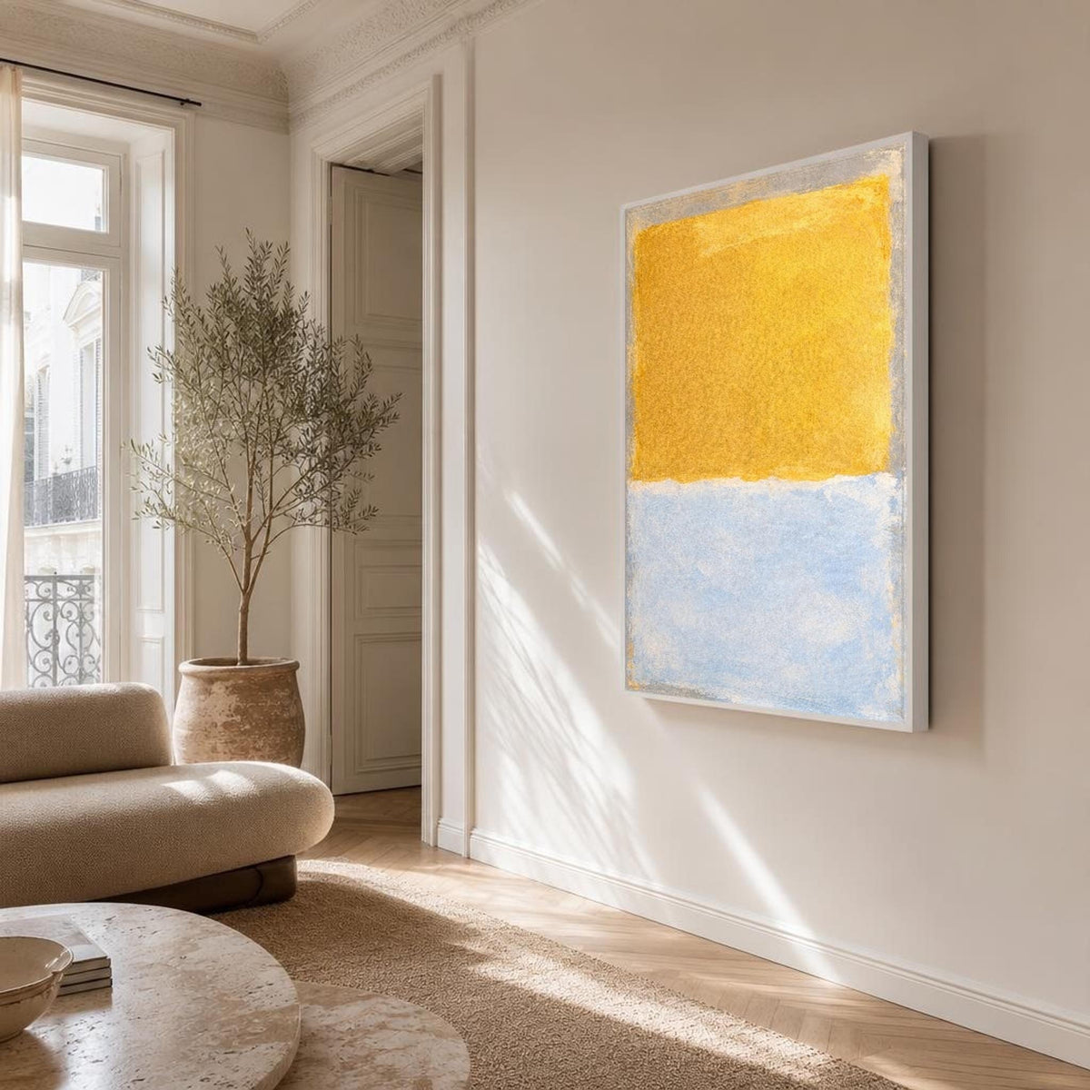 Mark Rothko Yellow and Light Blue Color Field Canvas Wall Art, Monochrome