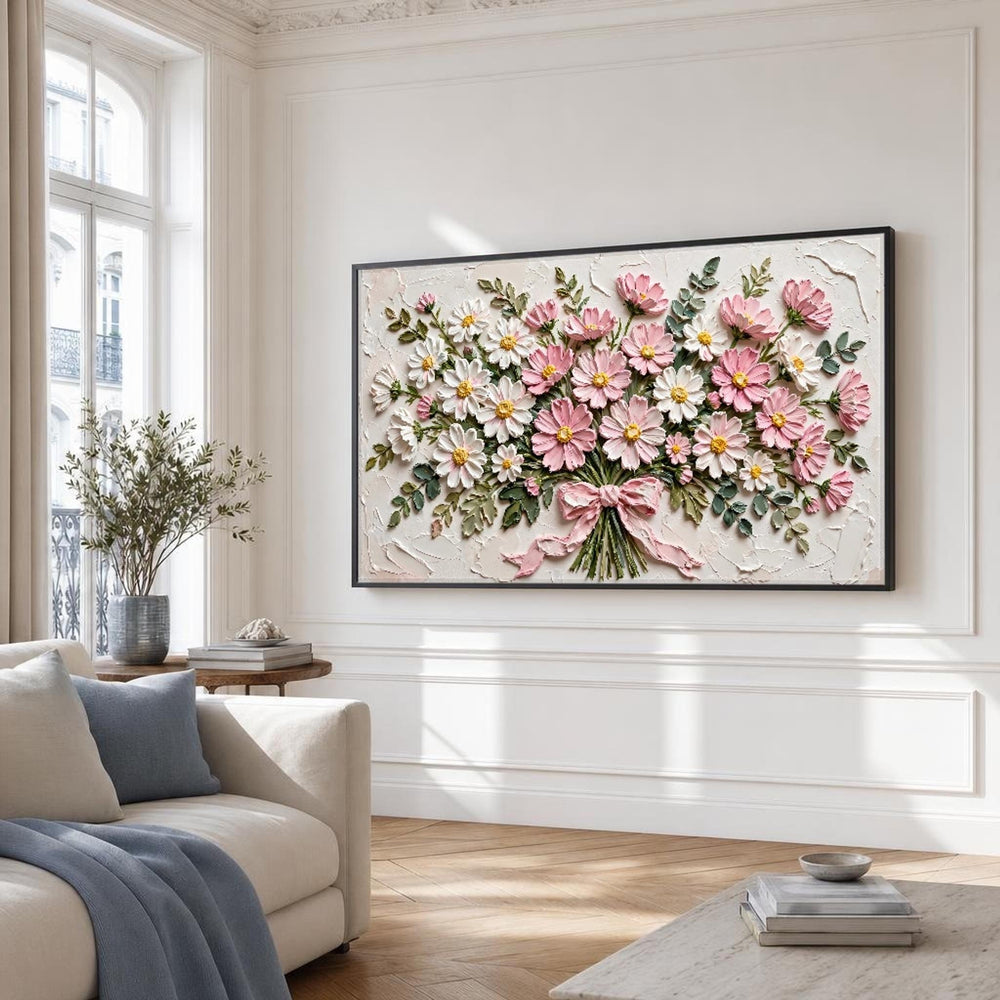 Flower Bouquet Canvas Wall Art, Textured, Textured Petals