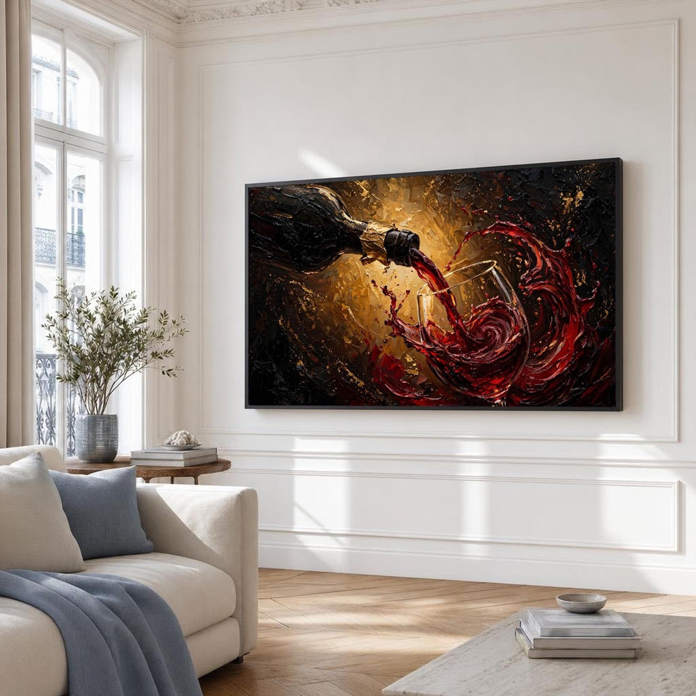 Wine Pouring Canvas Wall Art, Dynamic, Liquid