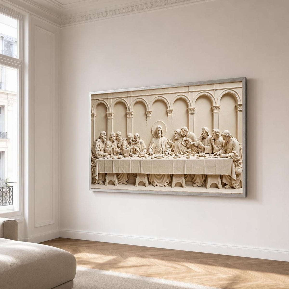 Beige and None Last Supper Canvas Wall Art, Christian Sacred, Religious
