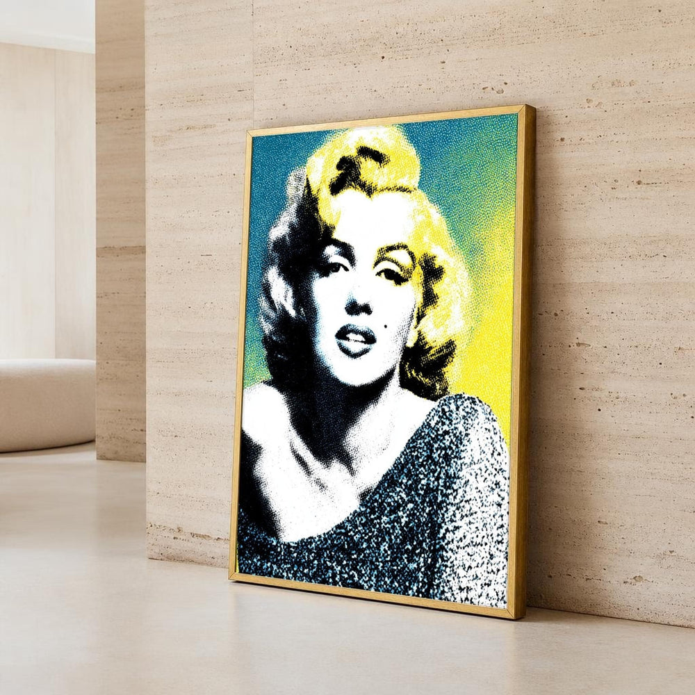 Yellow and Blue Marilyn Monroe Canvas Wall Art, Bright Colors