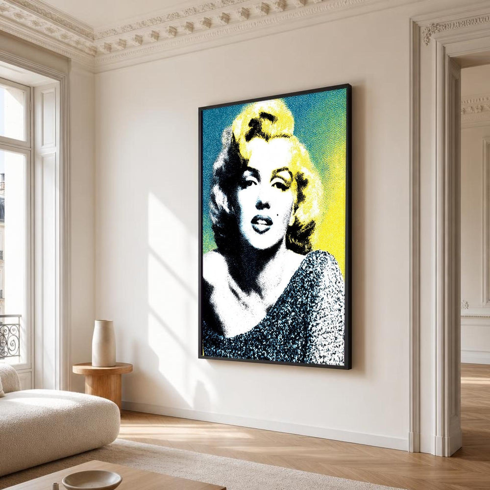 Yellow and Blue Marilyn Monroe Canvas Wall Art, Bright Colors