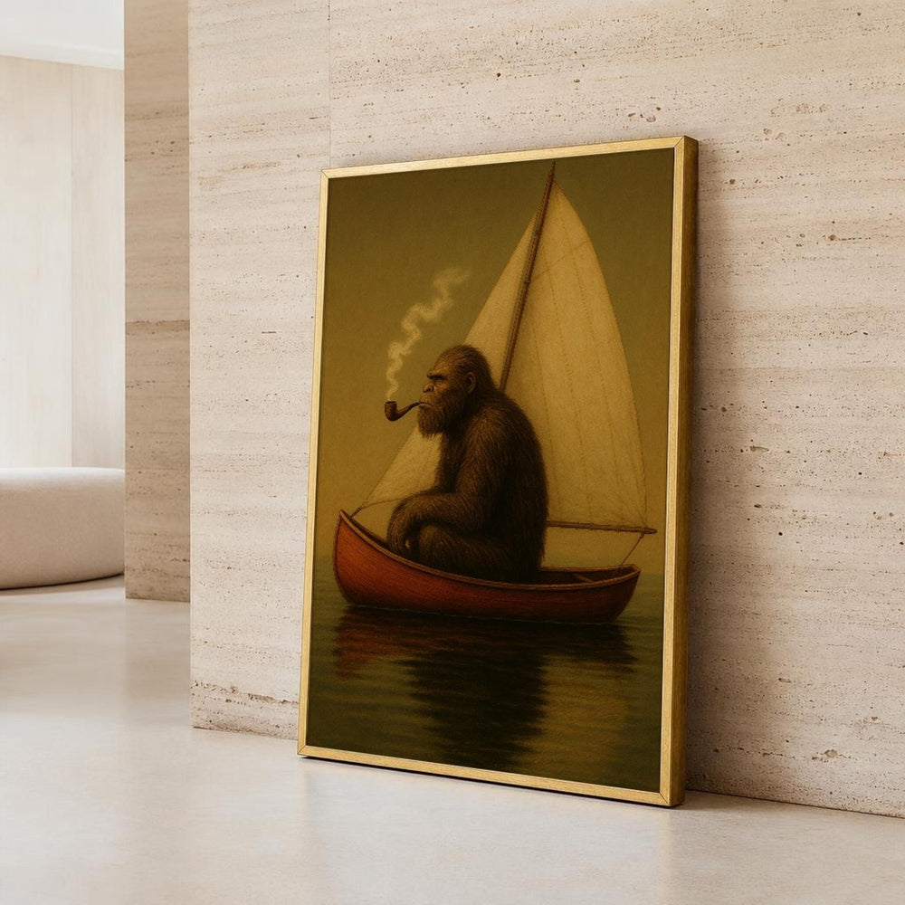 Monkey in a Boat Canvas Wall Art, Sailing