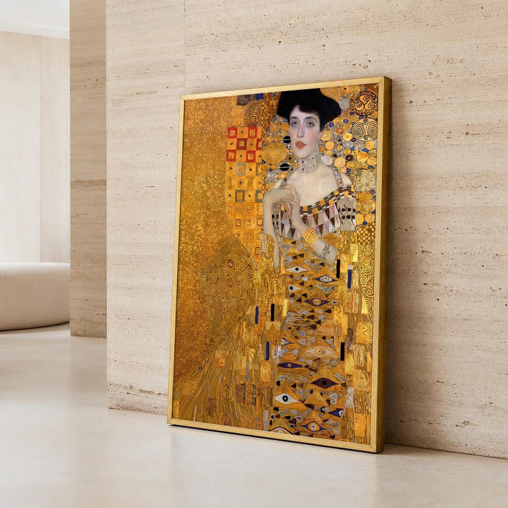 Gustav Klimt Woman in Ornate Dress Canvas Wall Art, Intricate Patterns