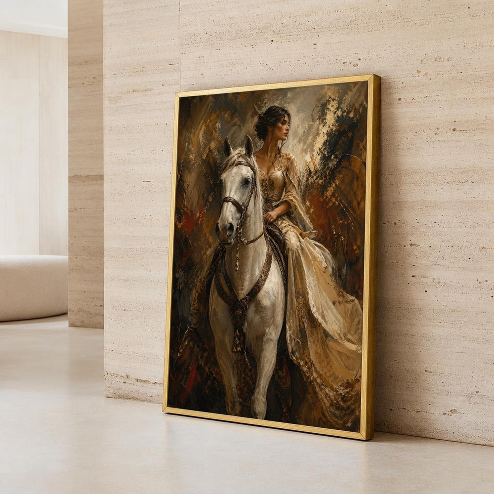 Victorian Woman on Horse Canvas Wall Art, Dramatic, Equestrian Theme