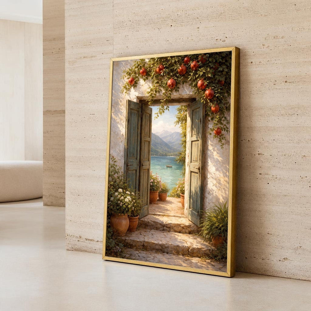 Open Door with View Canvas Wall Art
