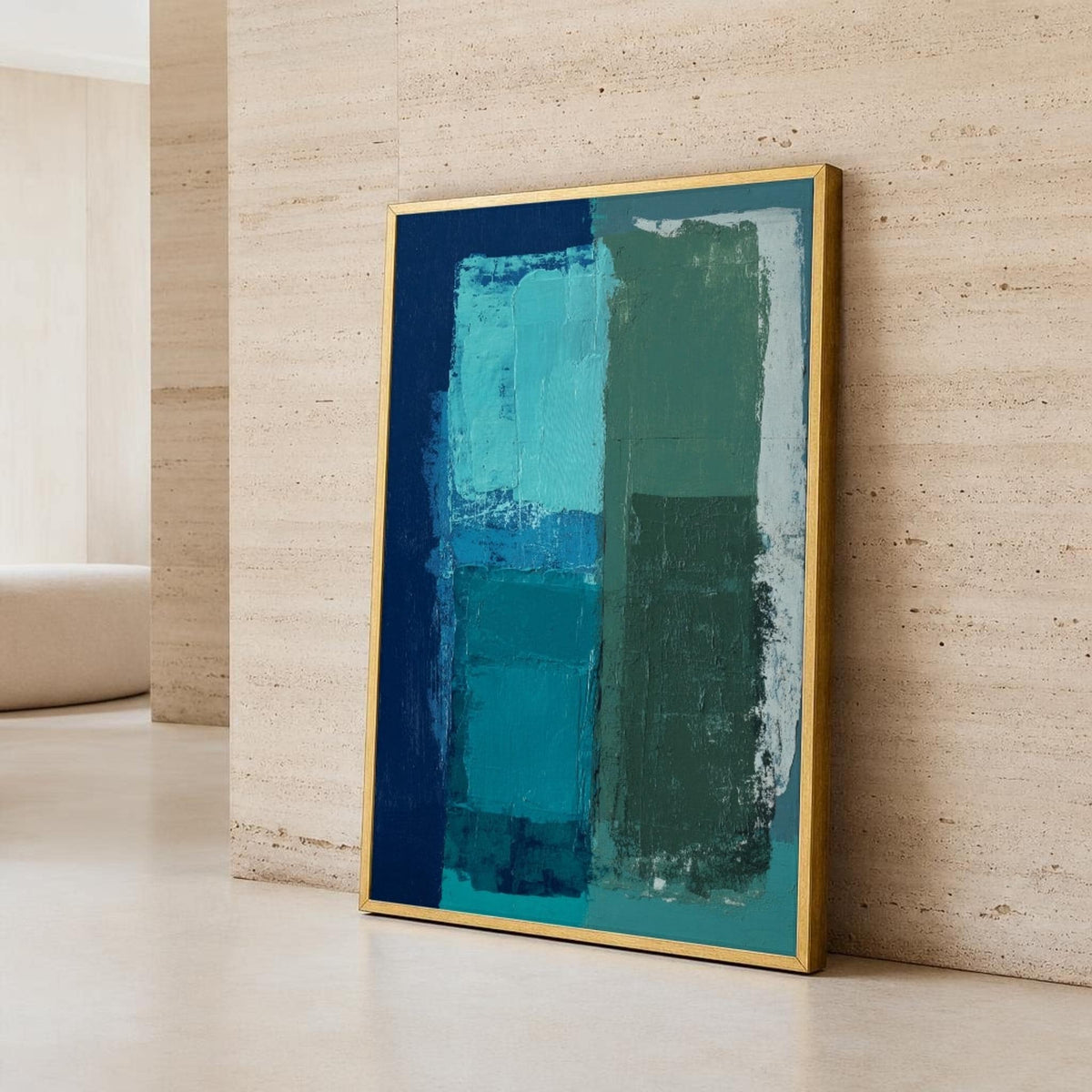 Mark Rothko Teal and Dark Green Color Field Canvas Wall Art, Monochrome
