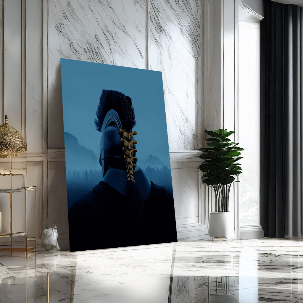 The Odyssey Ancient Warrior unframed canvas in a bright interior