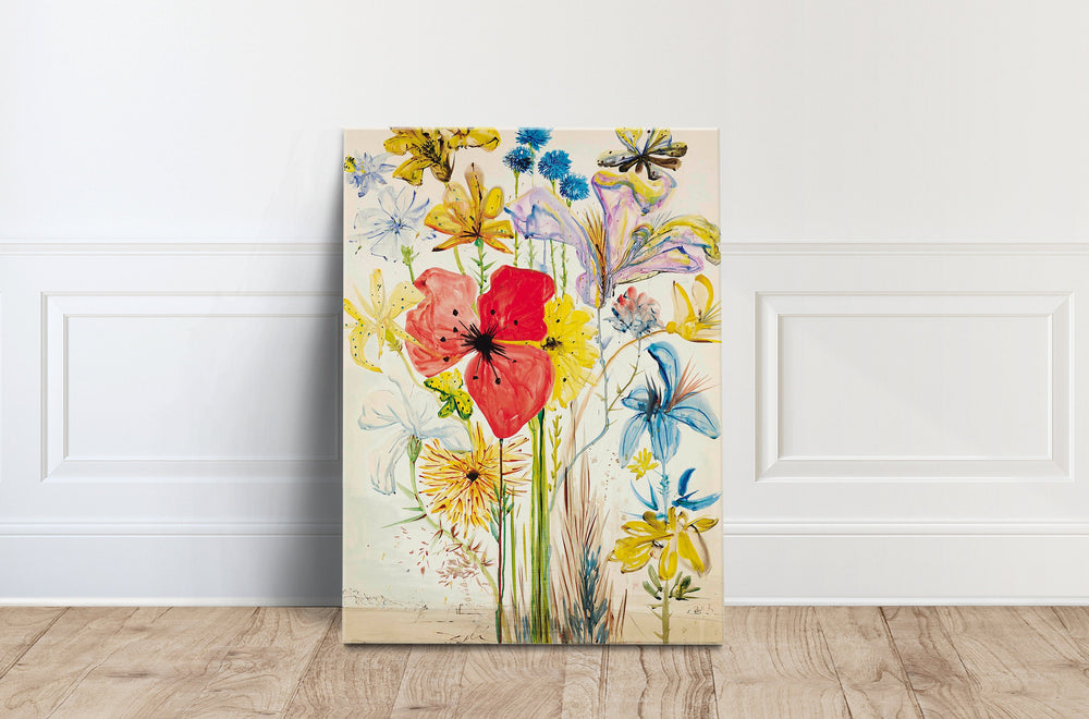 Salvador Dali Flowers Print, Surrealist Wildflower Canvas Wall Art