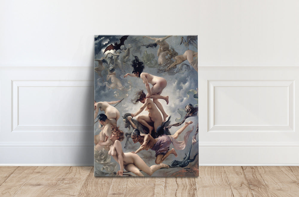 Witches Sabbath Canvas Print, Vintage Gothic Halloween Decor