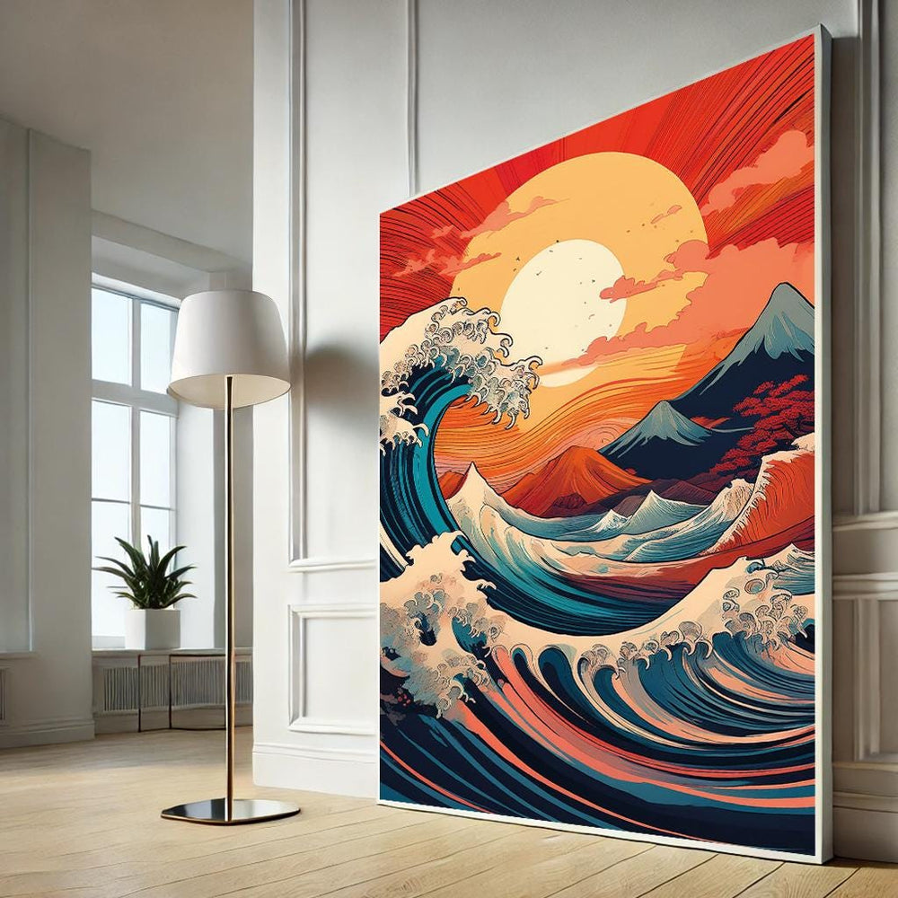 The Great Wave off Kanagawa Canvas Print - Framed Hokusai Japanese Art