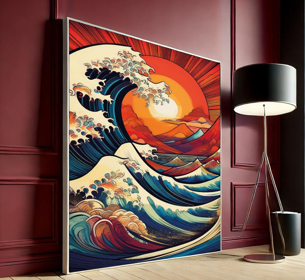 Great Wave off Kanagawa Canvas Print - Framed Hokusai Japanese Wall Art