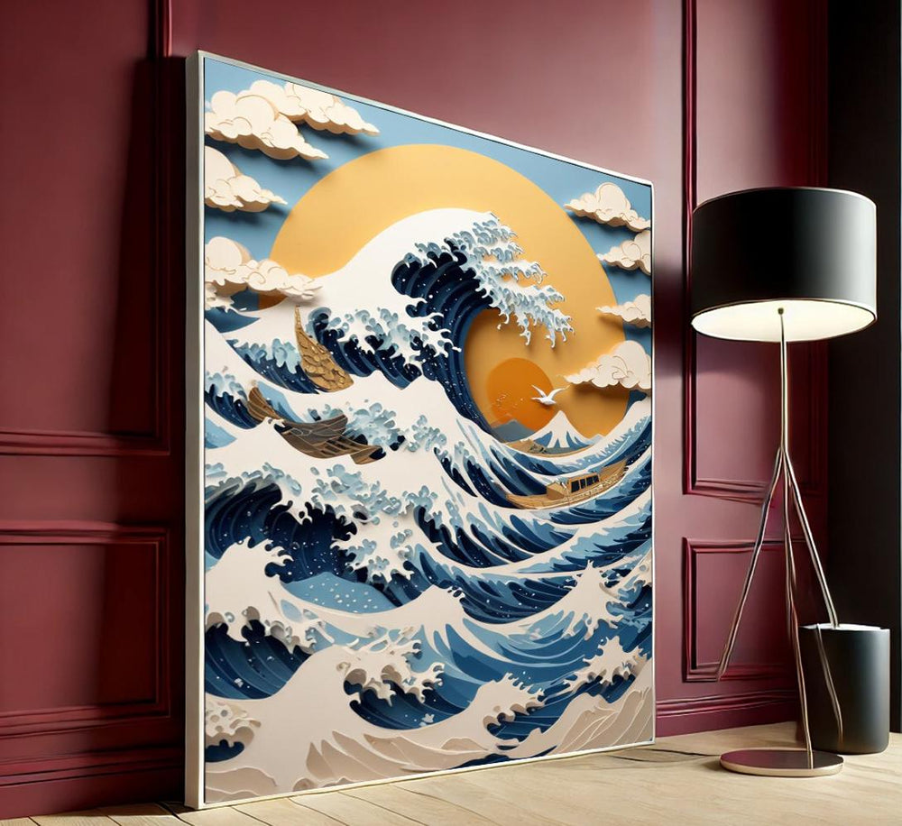 Hokusai Great Wave Canvas Print - Framed Japanese Ocean Art