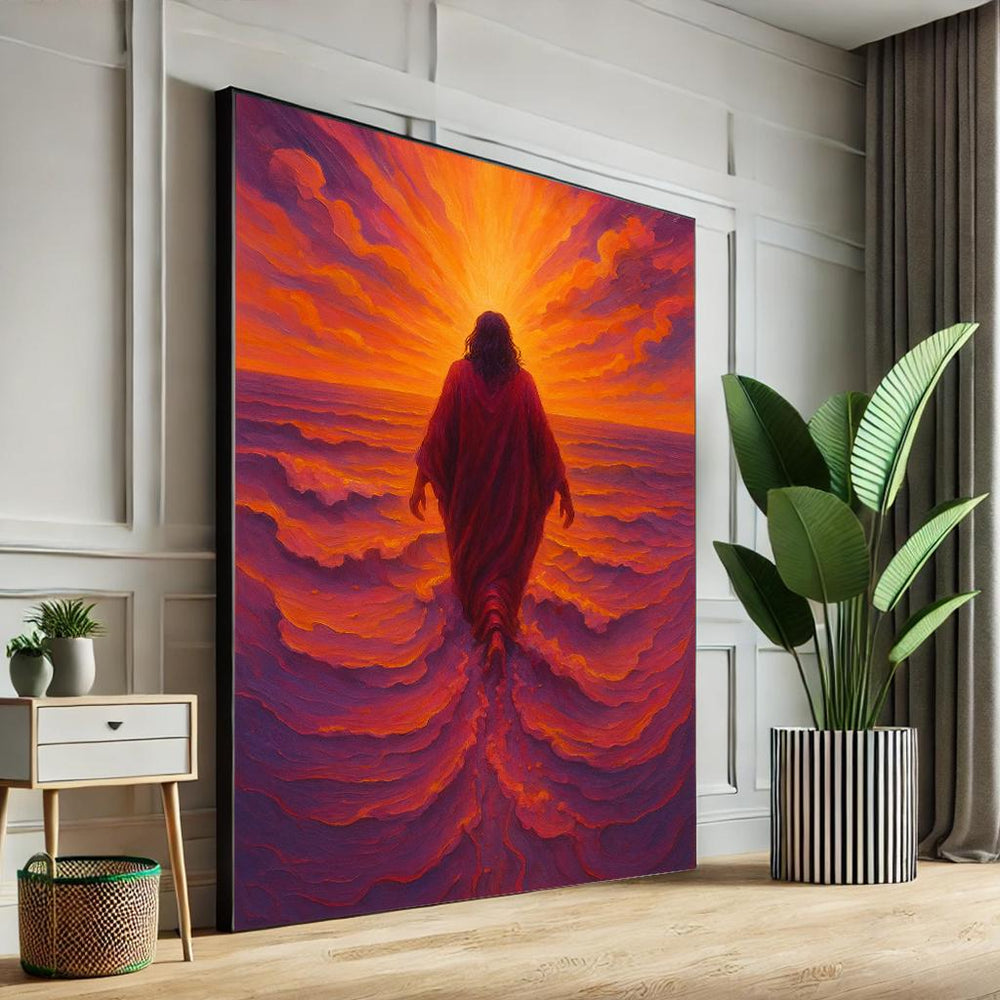 Jesus Divine Sunset Canvas Print, Religious Wall Art