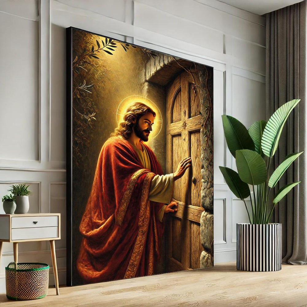 Jesus Knocking Canvas Print, Christian Wall Art, Spiritual Home Decor