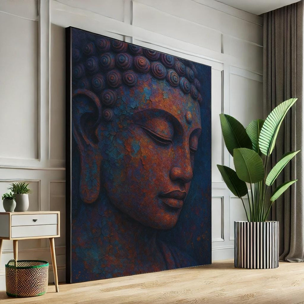 Colorful Buddha Canvas Wall Art, Psychedelic Zen Decor