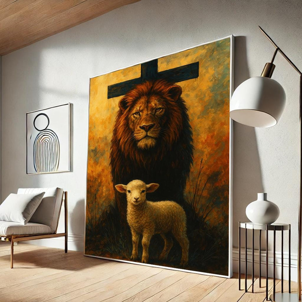 Lion and Lamb Canvas, Christian Faith Wall Art