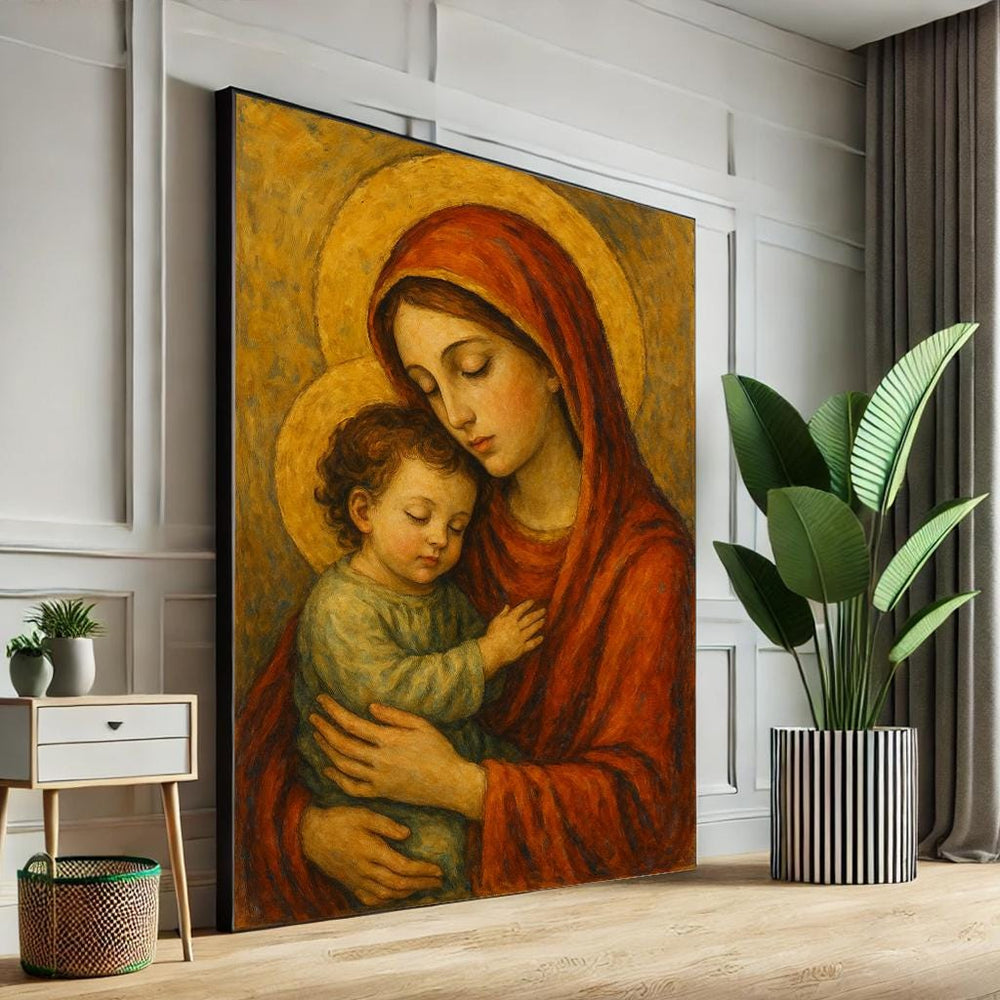Madonna and Child Canvas Print, Virgin Mary, Catholic Home Decor