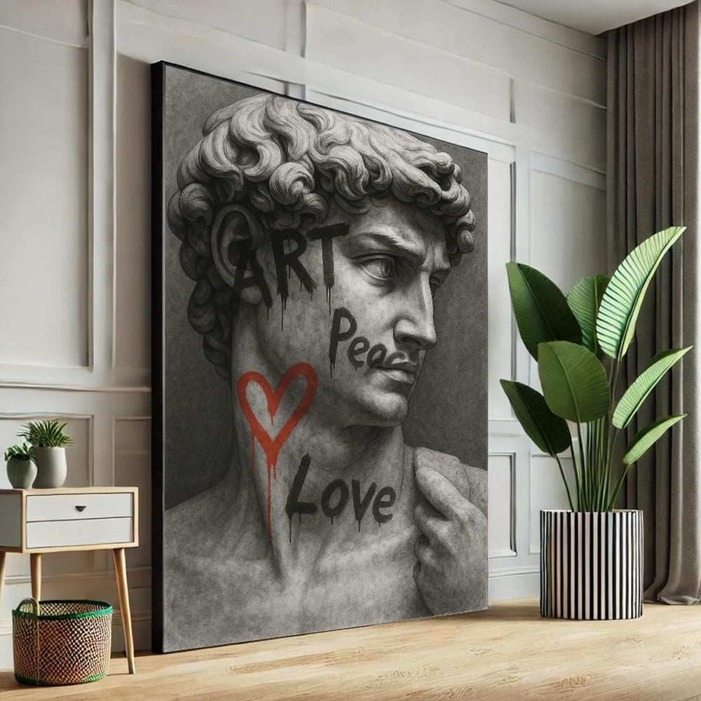 David Statue Graffiti Canvas Print, Urban Pop Art