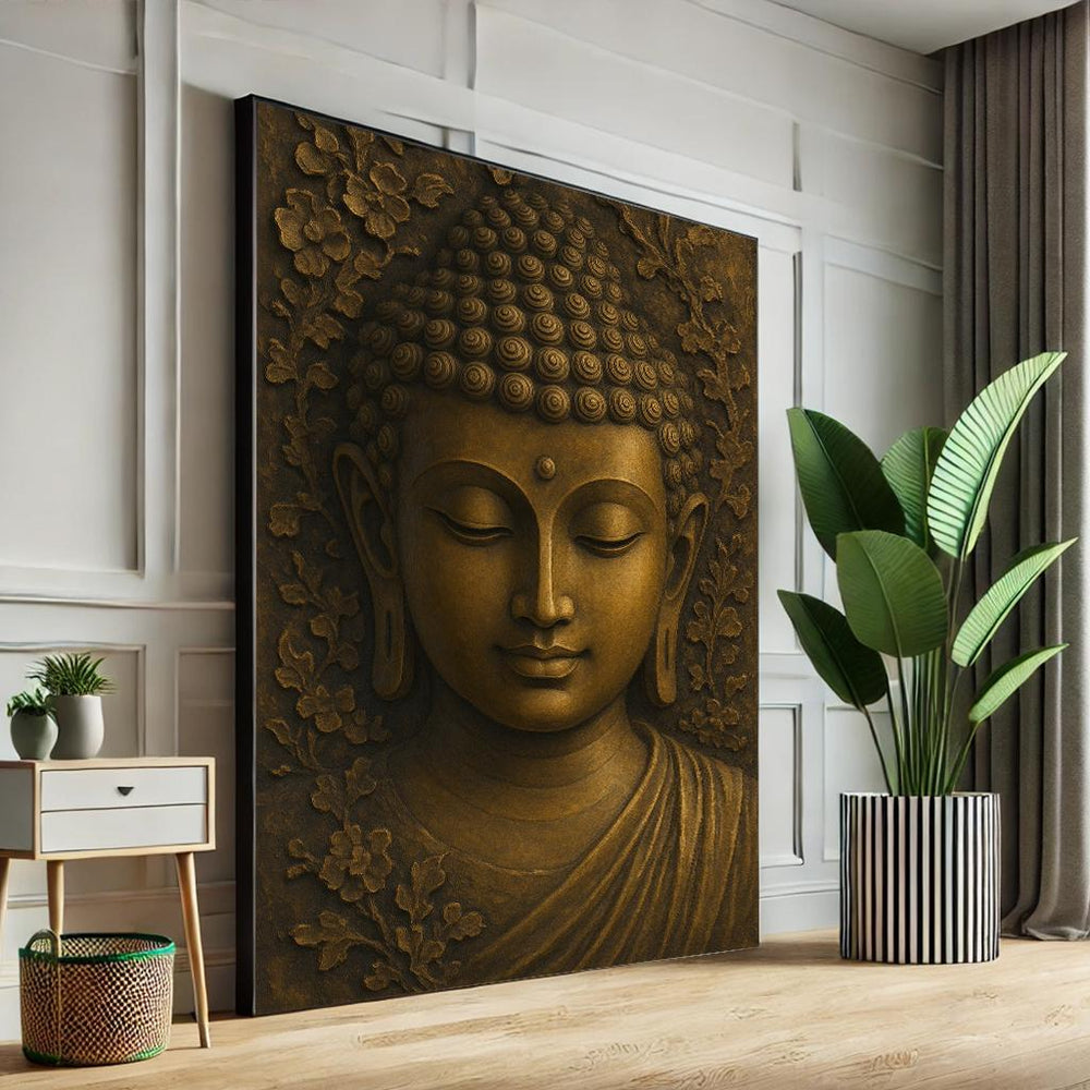 Buddha Relief Canvas Print, Zen Meditation Wall Art