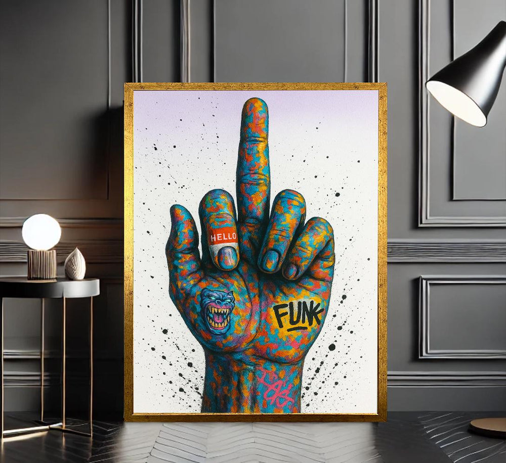 Graffiti Middle Finger Canvas Print, Funk Street Art, Urban Decor
